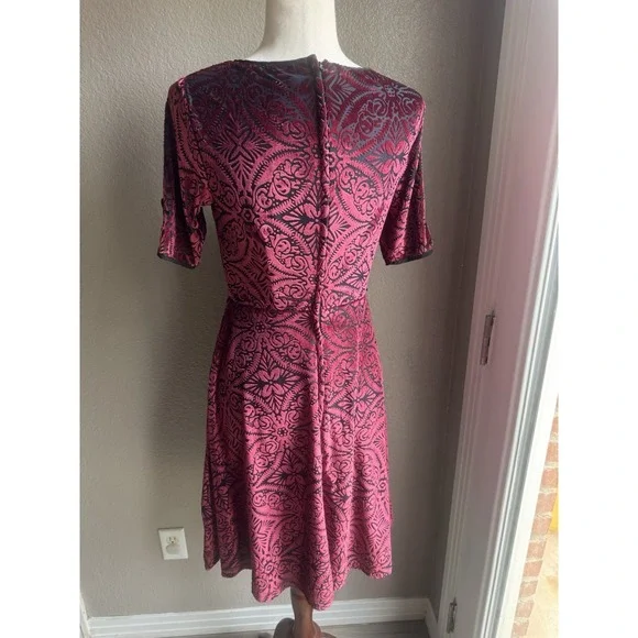 Modcloth Rockabilly Cherry Red Swing Dress Stretch Velvet 40s 50s Vibe Small - Picture 8 of 12